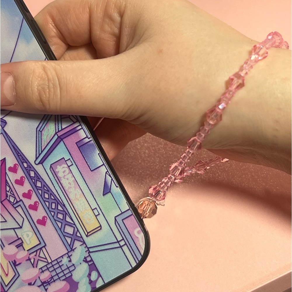 Pink Beaded Phone Charm